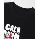 Men's Black Calm Down Graphic Printed Oversized T-shirt