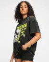 Women's Black Director Jerry Graphic Printed Oversized Acid Wash T-shirt