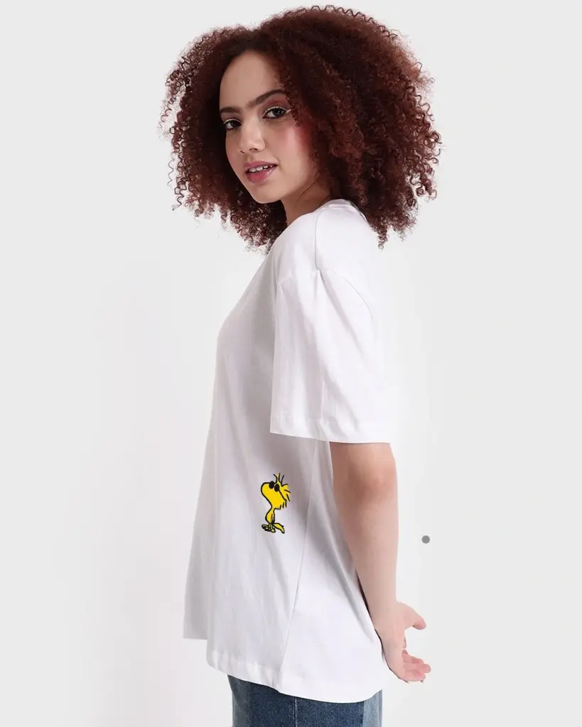 Women's White Cool Pals Graphic Printed Oversized T-shirt