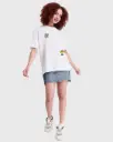 Women's White Cool Pals Graphic Printed Oversized T-shirt