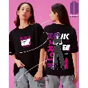 Women's Black In 3D BTS Graphic Printed Oversized T-shirt