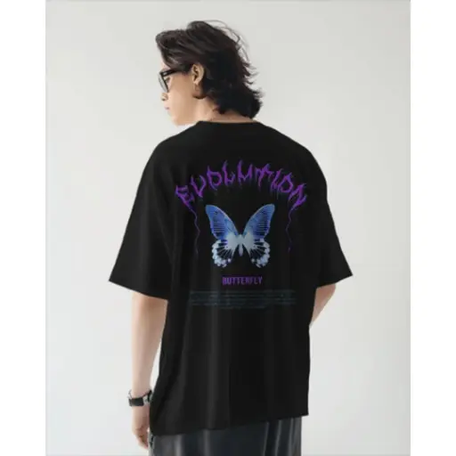 Everyday Oversized Tee - Evolution Butterfly (Black)